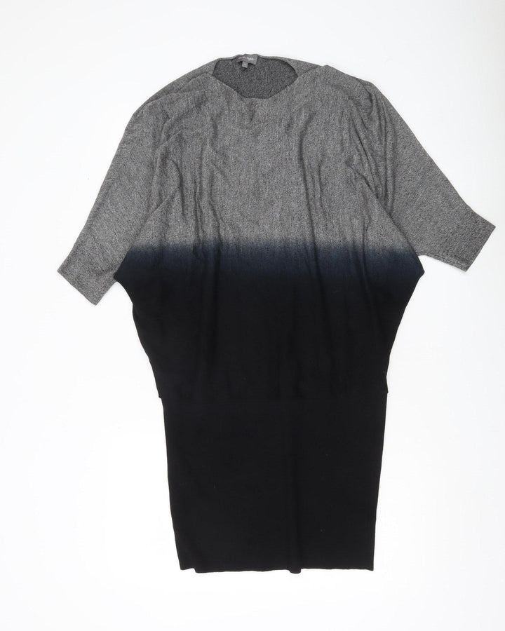 Phase Eight Women’s Grey Black Tunic Jumper Dress Size 12 Knit 3/4 Sleeve