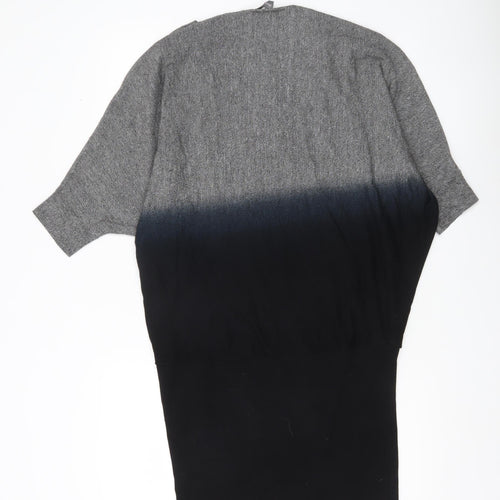 Phase Eight Women’s Grey Black Tunic Jumper Dress Size 12 Knit 3/4 Sleeve