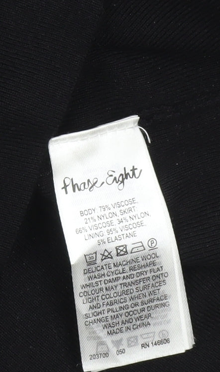 Phase Eight Women’s Grey Black Tunic Jumper Dress Size 12 Knit 3/4 Sleeve