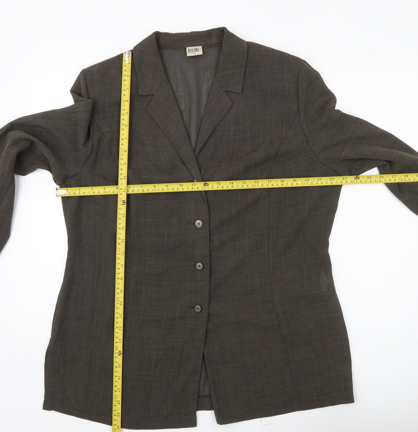 Vicini Women Brown Size 16 Single-Breasted Suit Jacket