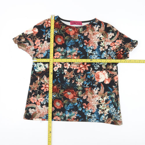 Boohoo Womens Multicoloured Floral T-Shirt Size 6 Short Sleeve