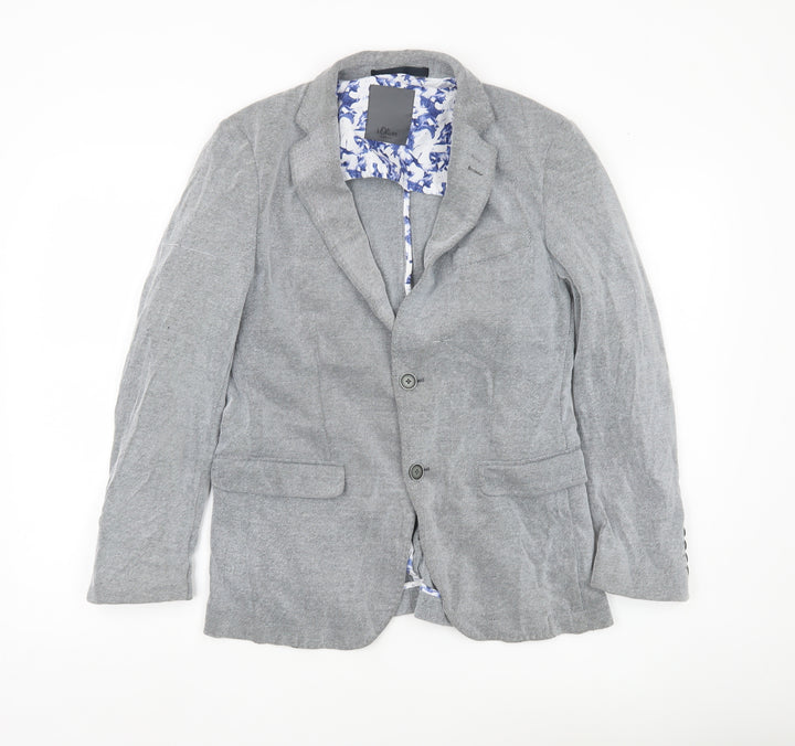 s.Oliver Men’s Grey 36R Suit Jacket Blazer Regular Fit Notch Lapel