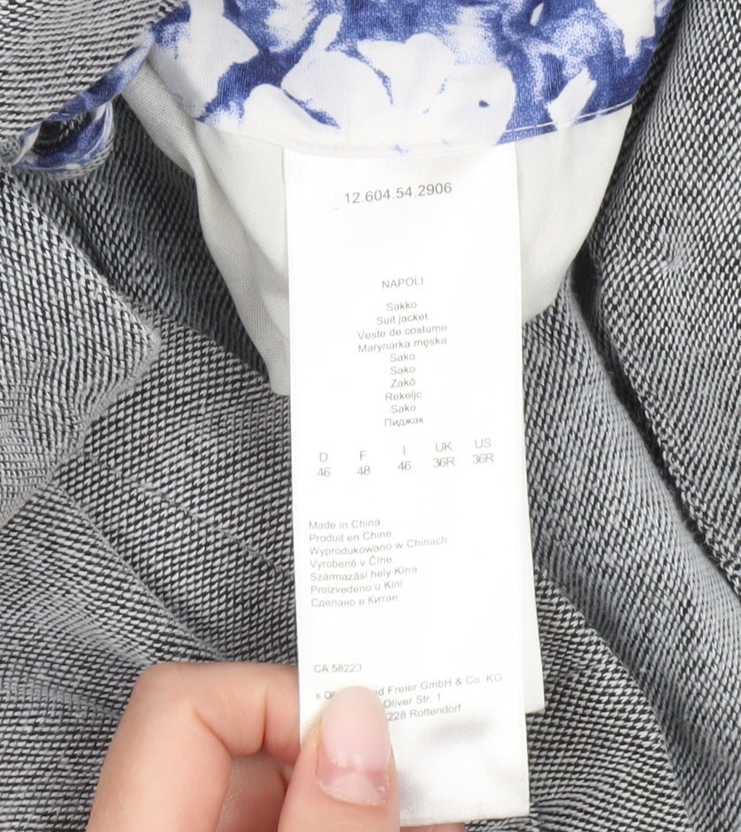 s.Oliver Men’s Grey 36R Suit Jacket Blazer Regular Fit Notch Lapel