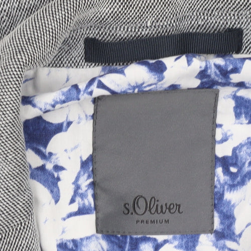 s.Oliver Men’s Grey 36R Suit Jacket Blazer Regular Fit Notch Lapel