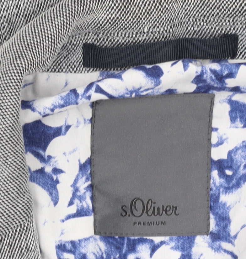 s.Oliver Men’s Grey 36R Suit Jacket Blazer Regular Fit Notch Lapel