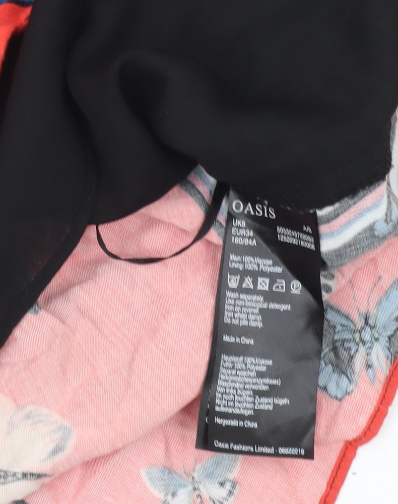 Oasis Women Multicoloured Butterfly Stripe Tank Top Size 8 Viscose