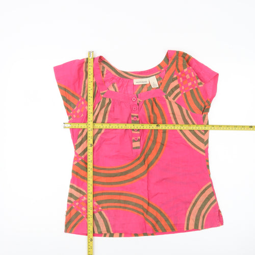 DKNY Jeans Women Pink Petites Cotton Tunic Blouse 2XS Scoop Neck