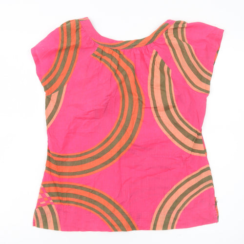 DKNY Jeans Women Pink Petites Cotton Tunic Blouse 2XS Scoop Neck