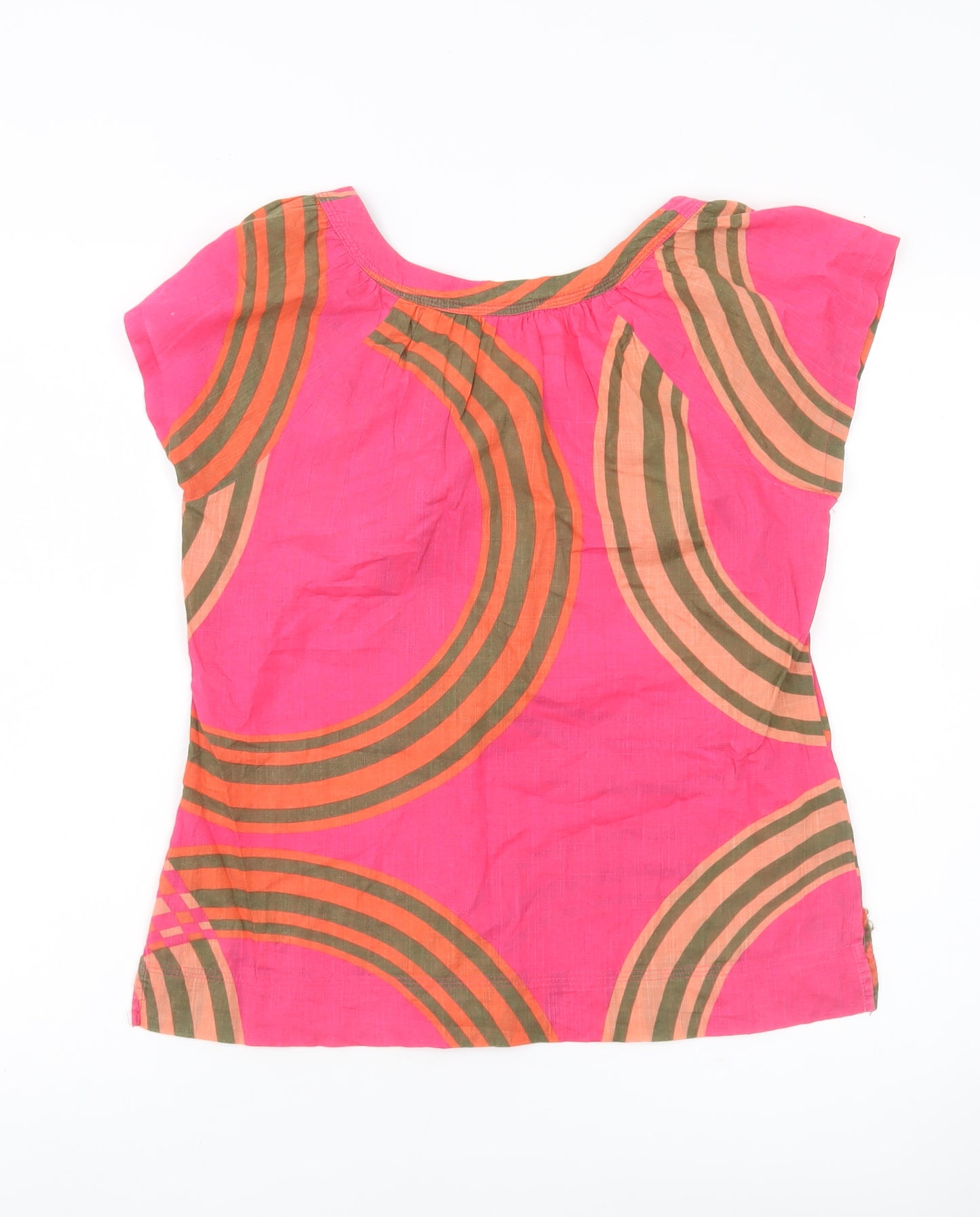 DKNY Jeans Women Pink Petites Cotton Tunic Blouse 2XS Scoop Neck