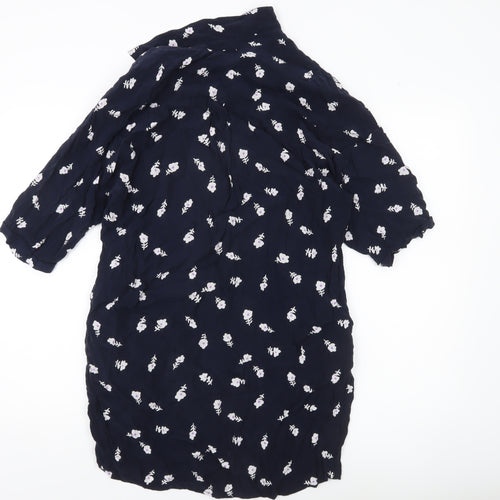 Whistles Women’s Blue Floral Tunic Blouse Size S Viscose 3/4 Sleeve