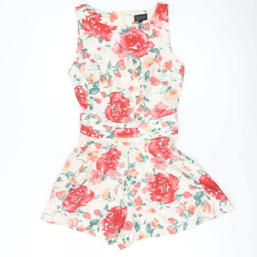 Topshop Women’s Floral Playsuit UK 6 Sleeveless Summer Zip