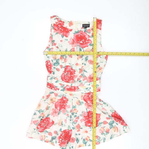 Topshop Women’s Floral Playsuit UK 6 Sleeveless Summer Zip