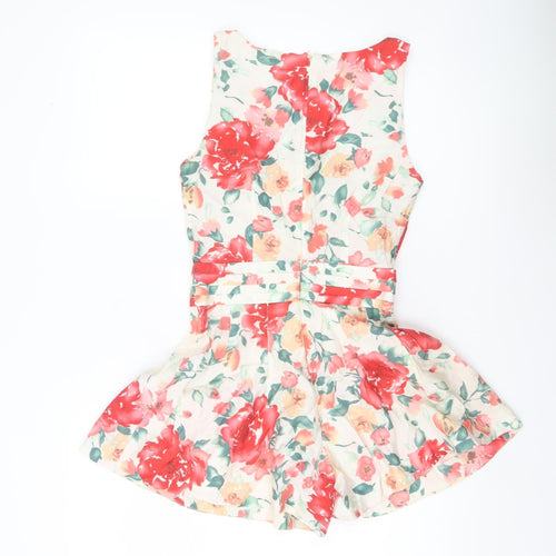 Topshop Women’s Floral Playsuit UK 6 Sleeveless Summer Zip