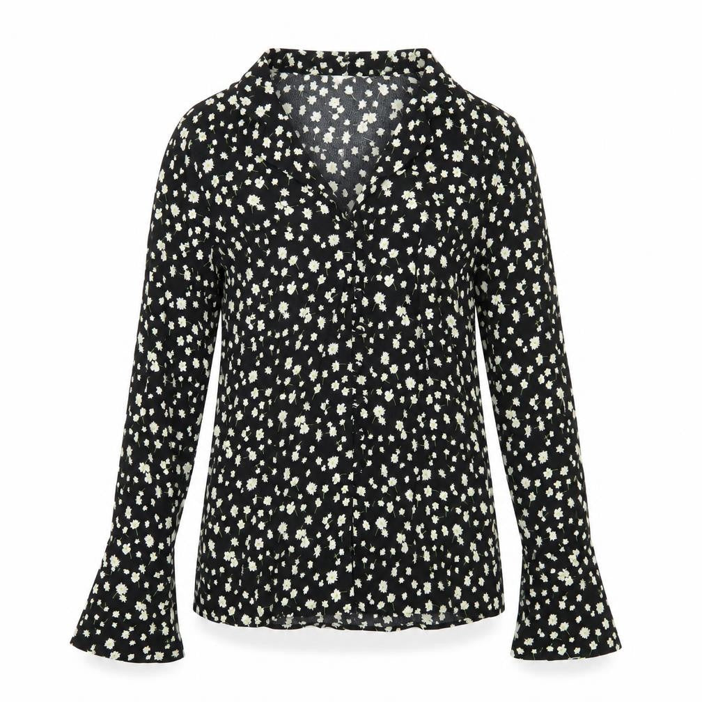 Marks and Spencer Womens Black Floral Long Sleeve Viscose Blouse Size 6