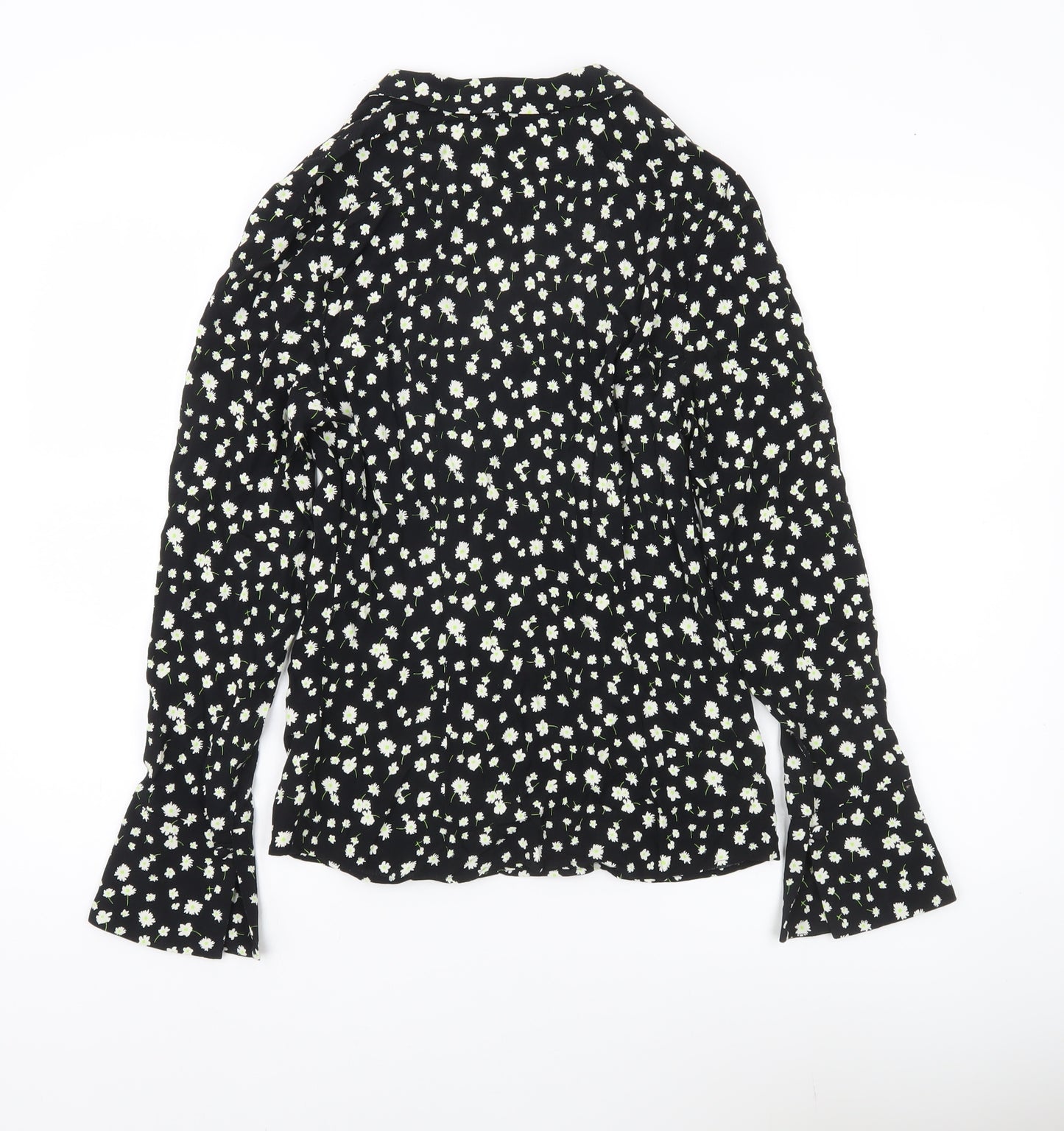 Marks and Spencer Womens Black Floral Long Sleeve Viscose Blouse Size 6