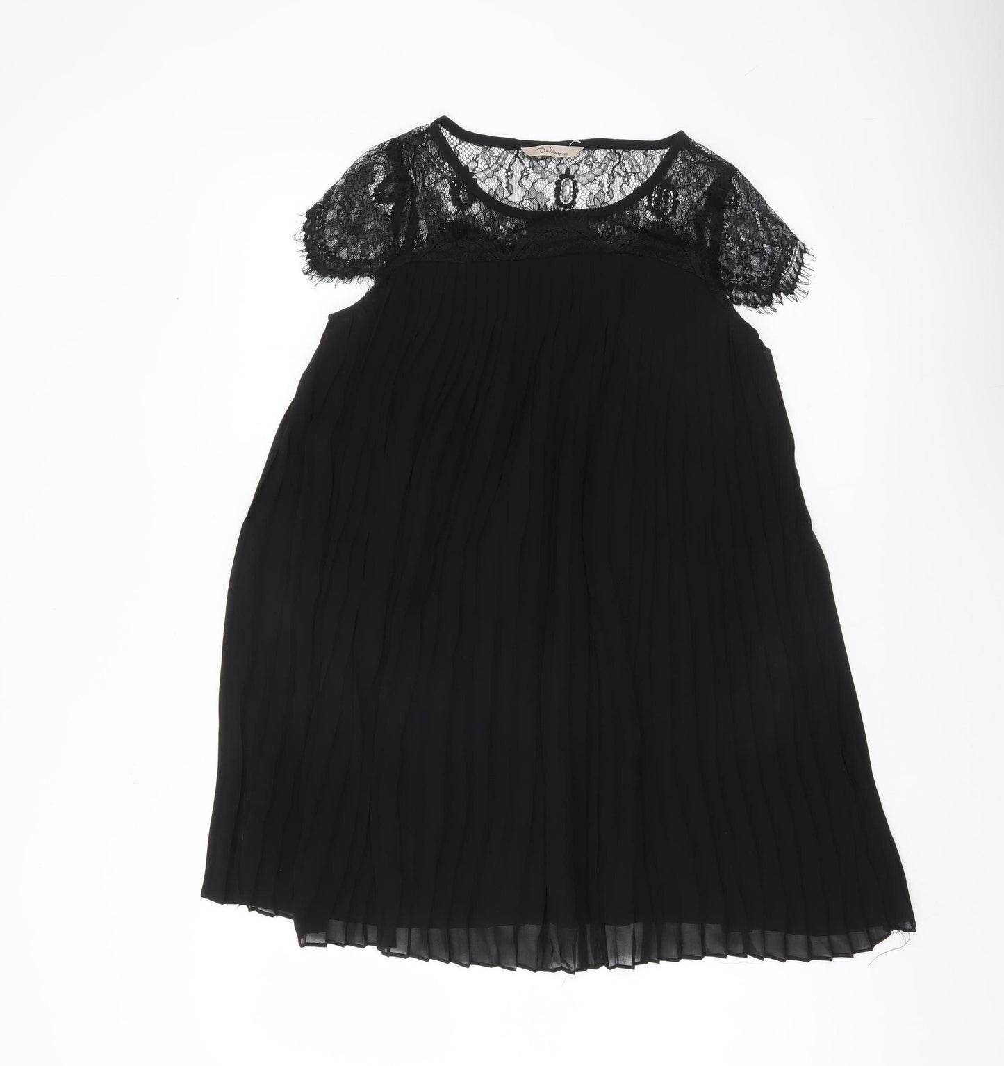 Darling Womens Black XS Lace Tunic Blouse Short Sleeve Party Top