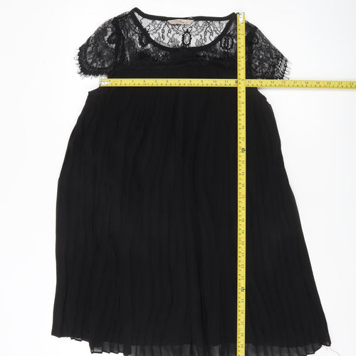 Darling Womens Black XS Lace Tunic Blouse Short Sleeve Party Top