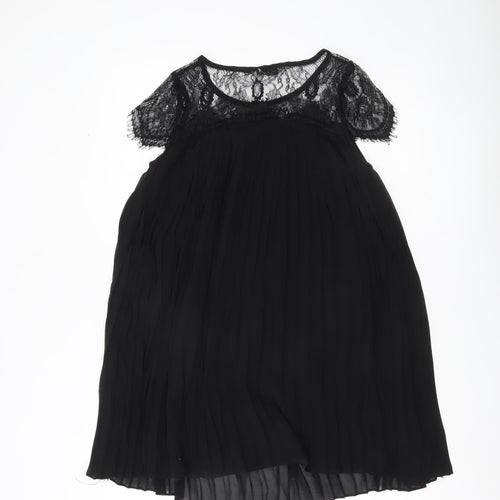 Darling Womens Black XS Lace Tunic Blouse Short Sleeve Party Top