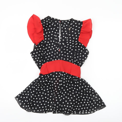 Baylis & Knight Womens Black Polka Dot Blouse Size 10 Wrap Style