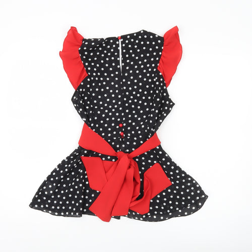 Baylis & Knight Womens Black Polka Dot Blouse Size 10 Wrap Style