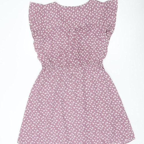 Monteau Los Angeles Women’s Purple Floral A-Line Short Dress L