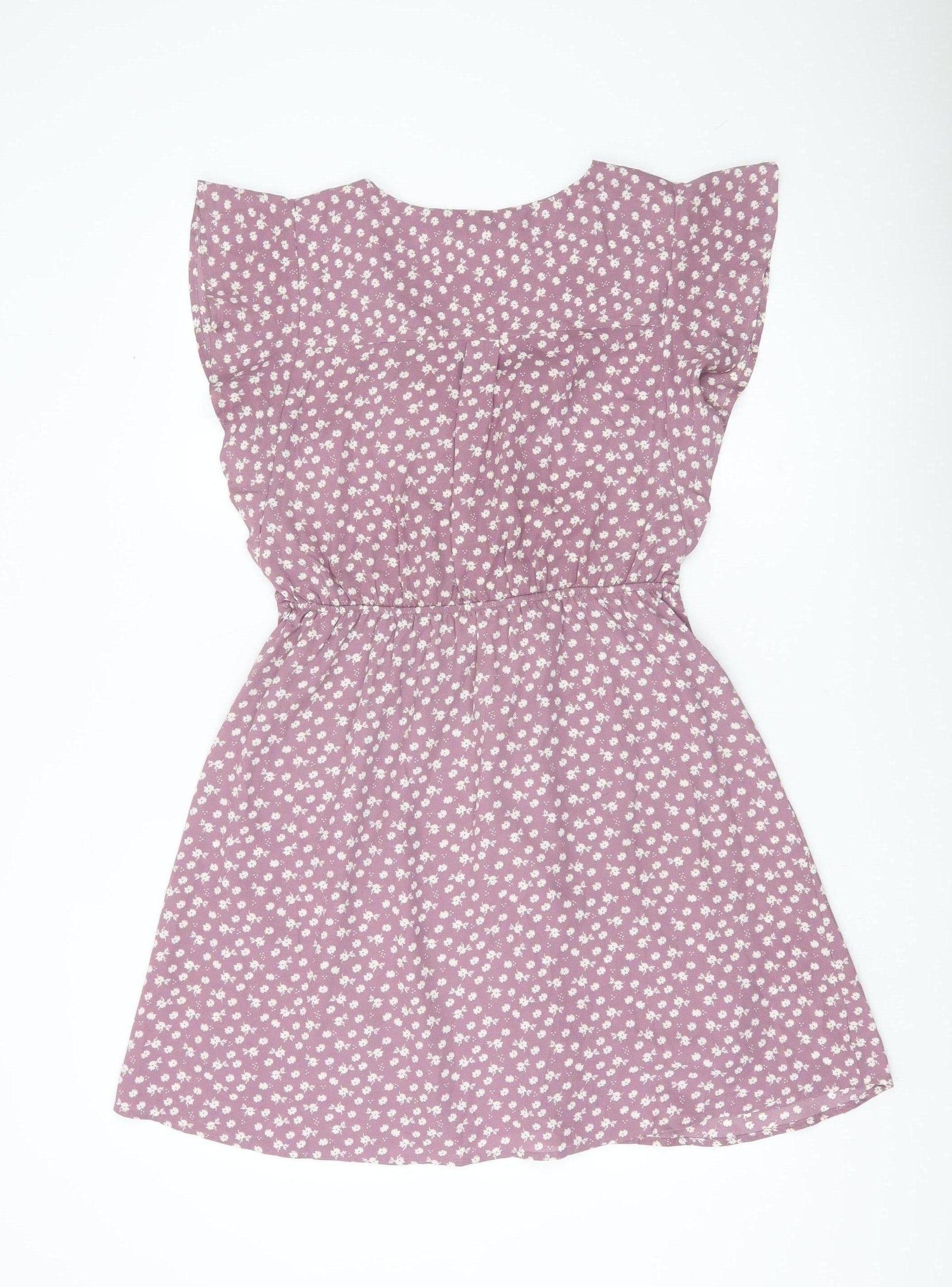 Monteau Los Angeles Women's Purple Floral A-Line Short Dress L – Preworn