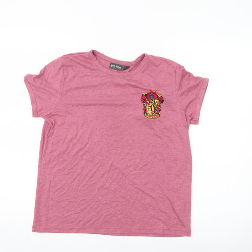 Harry Potter Women Pink T-Shirt Size 12 Gryffindor Crest