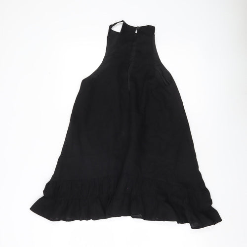 SHU SHI Women Black Cotton Halter Swing Dress Size M