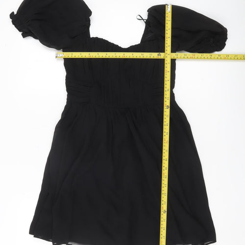 Abercrombie & Fitch Womens Black XS Petite Puff Sleeve Mini Dress