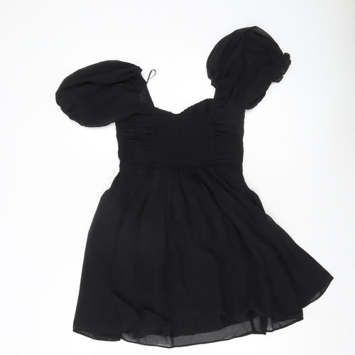 Abercrombie & Fitch Womens Black XS Petite Puff Sleeve Mini Dress