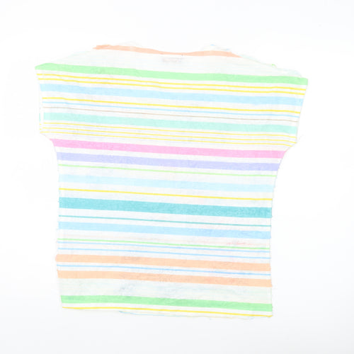 Anna Rose Women’s Multicoloured Striped Floral T-Shirt M Short Sleeve