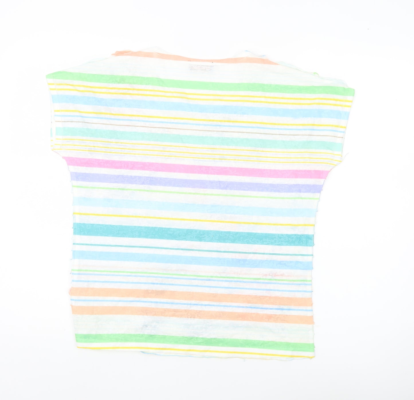 Anna Rose Women’s Multicoloured Striped Floral T-Shirt M Short Sleeve