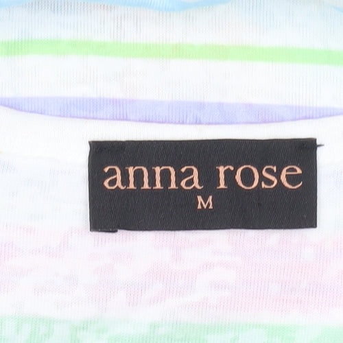 Anna Rose Women’s Multicoloured Striped Floral T-Shirt M Short Sleeve