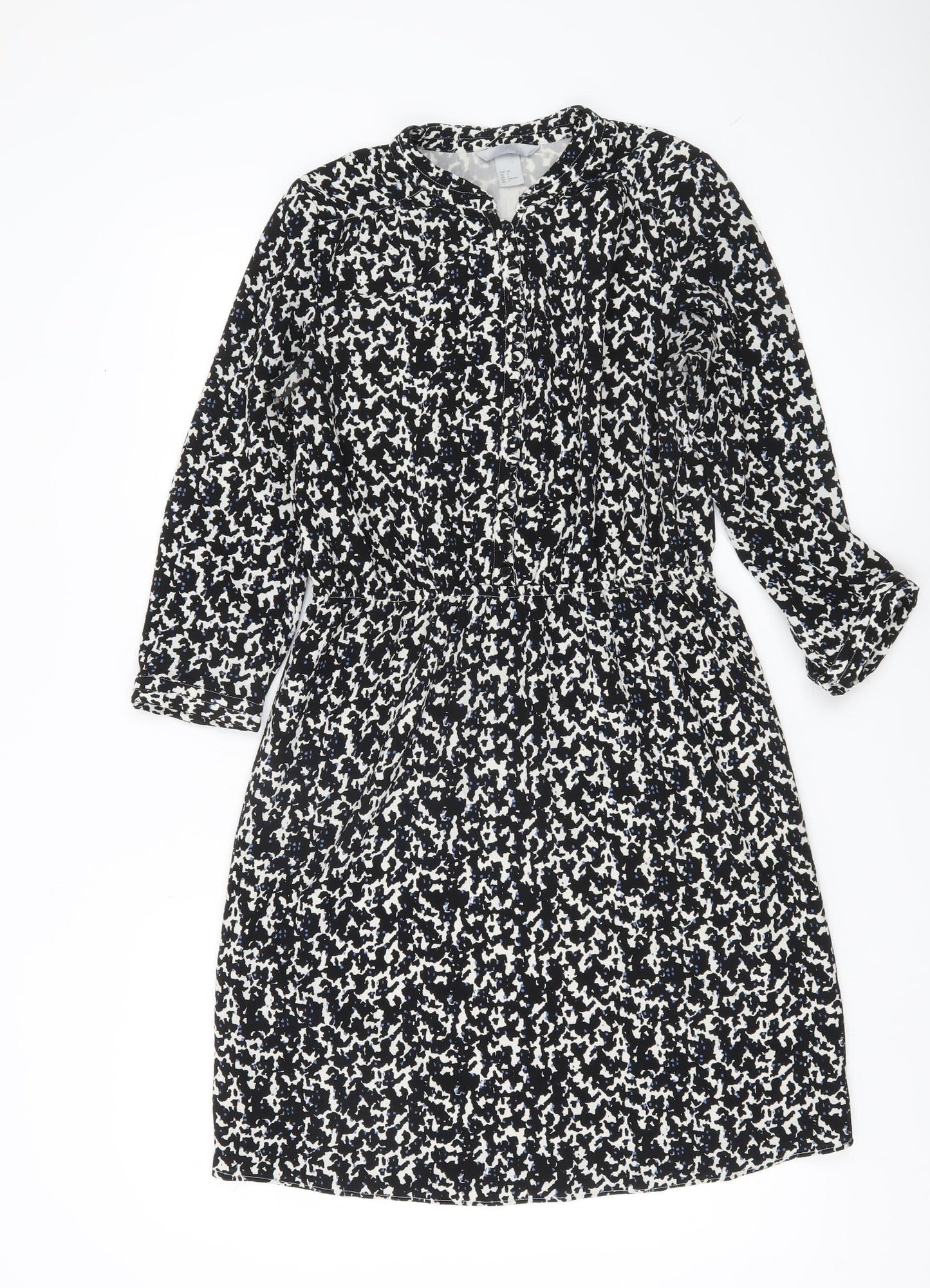 H&M Women’s Black Shirt Dress Size 8 Long Sleeve Knee Length