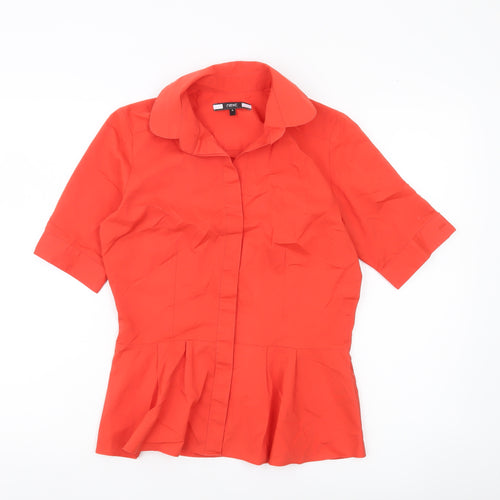 Next Women Red Blouse Size 10 Collared Short Sleeve Workwear