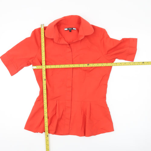 Next Women Red Blouse Size 10 Collared Short Sleeve Workwear