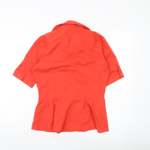 Next Women Red Blouse Size 10 Collared Short Sleeve Workwear