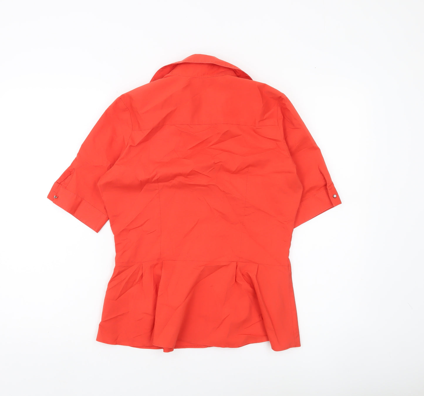Next Women Red Blouse Size 10 Collared Short Sleeve Workwear