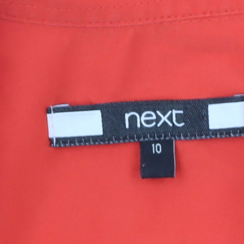 Next Women Red Blouse Size 10 Collared Short Sleeve Workwear