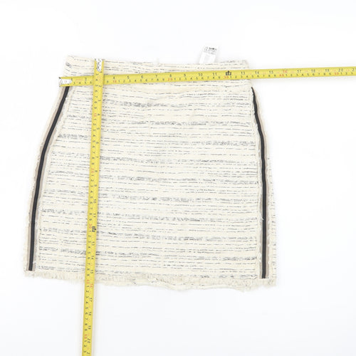Zara Basic Women Ivory XS Tweed Pencil Skirt Workwear Business Casual