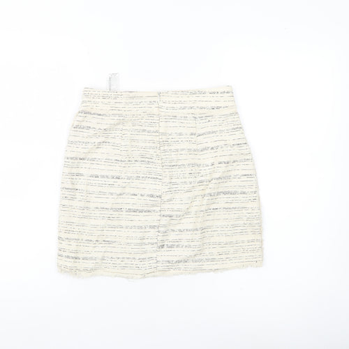 Zara Basic Women Ivory XS Tweed Pencil Skirt Workwear Business Casual