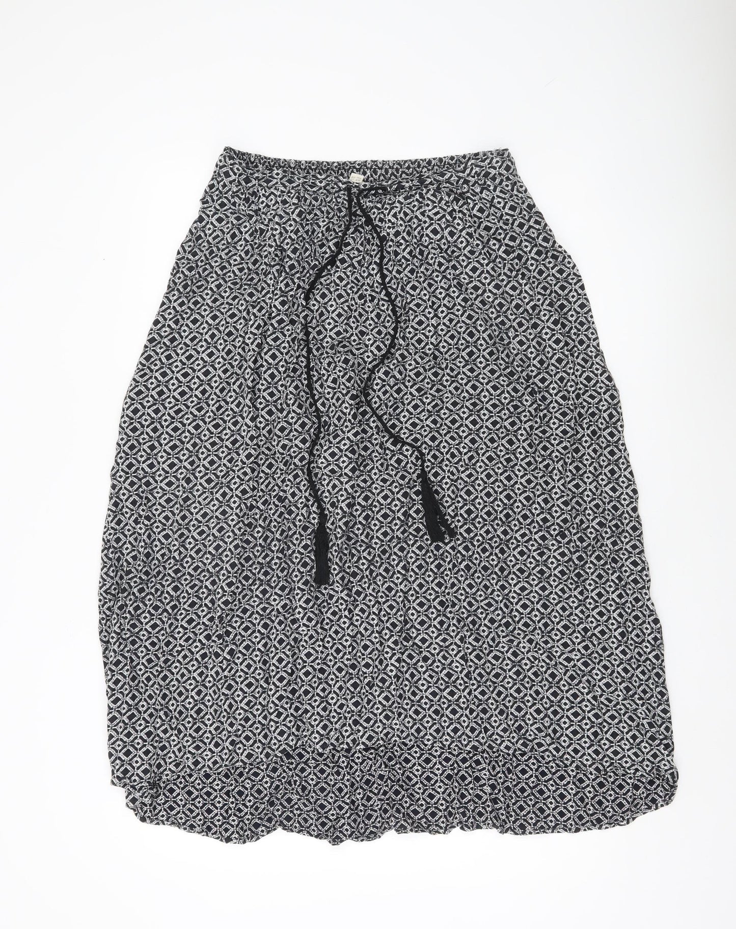 Little Stuff Women’s Black Geometric Elastic Waist Knee Skirt Size 10