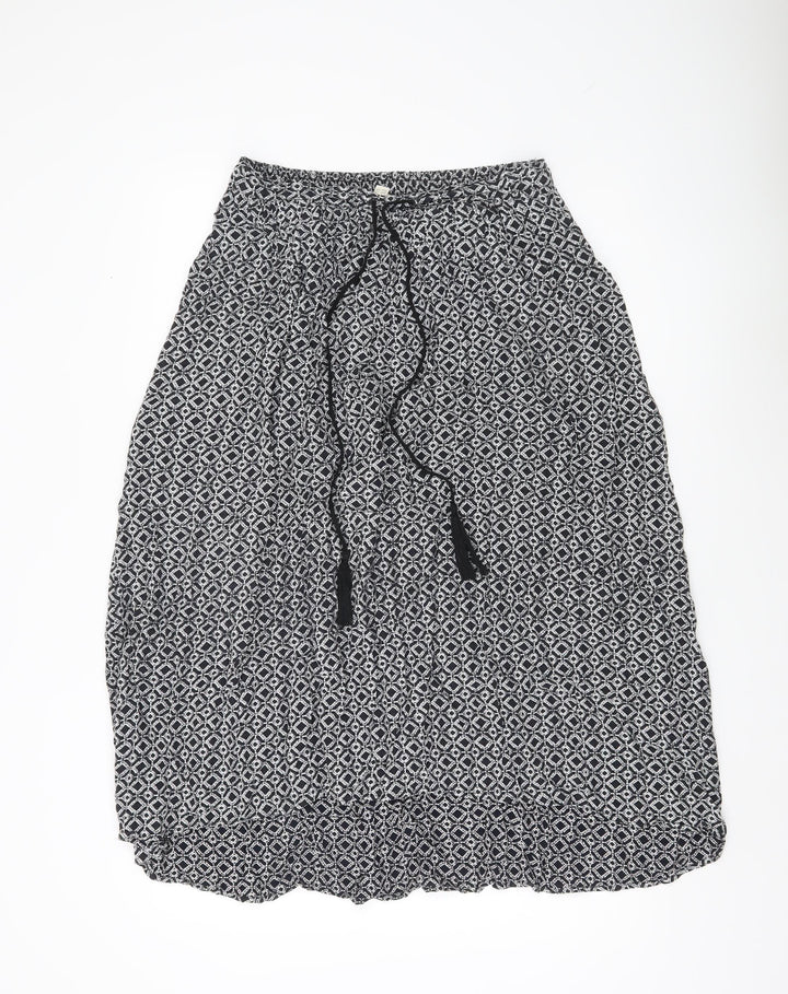 Little Stuff Women’s Black Geometric Elastic Waist Knee Skirt Size 10