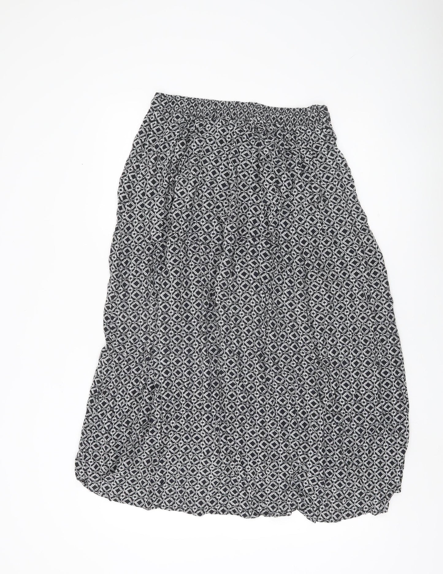 Little Stuff Women’s Black Geometric Elastic Waist Knee Skirt Size 10