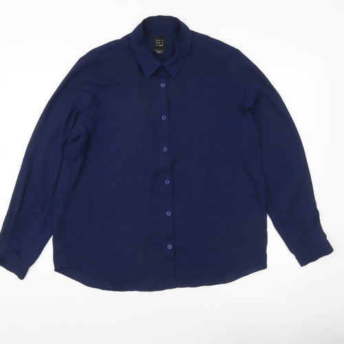 Editor's Cut Women's Blue Size 12 Long Sleeve Button-Up Shirt