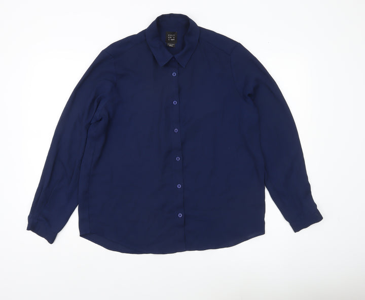 Editor's Cut Women's Blue Size 12 Long Sleeve Button-Up Shirt