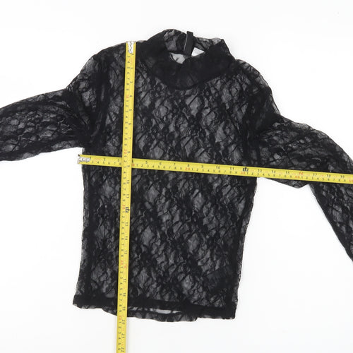 H&M Divided Women’s Black Lace Mock Neck Blouse Long Sleeve Size S