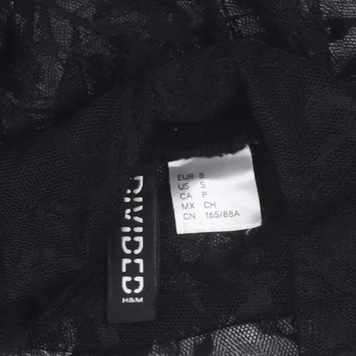 H&M Divided Women’s Black Lace Mock Neck Blouse Long Sleeve Size S