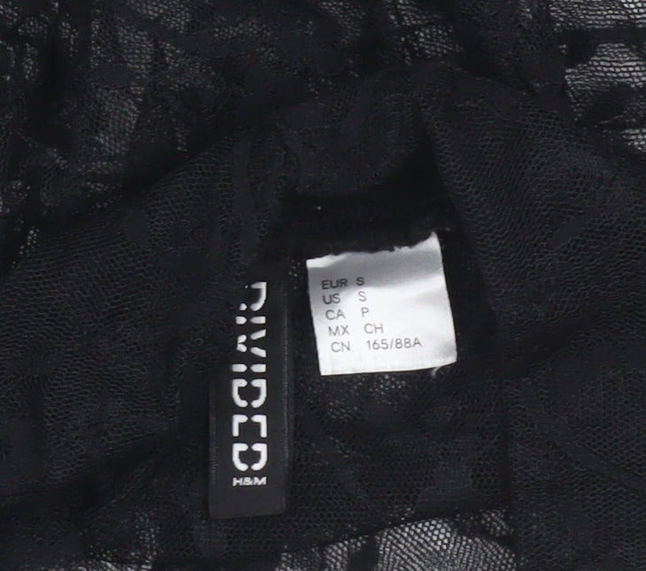 H&M Divided Women’s Black Lace Mock Neck Blouse Long Sleeve Size S