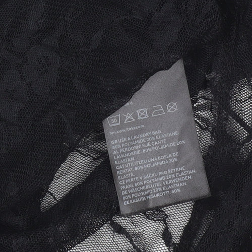 H&M Divided Women’s Black Lace Mock Neck Blouse Long Sleeve Size S